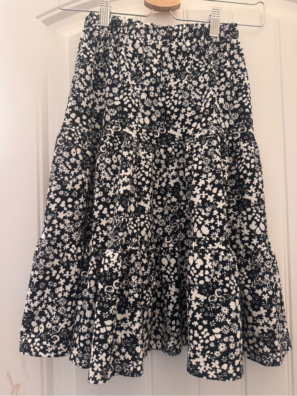 F&F Black and White Floral Tiered Skirt